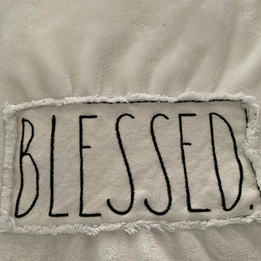 Rae Dunn White 'Blessed' Blanket - Picture 2 of 3